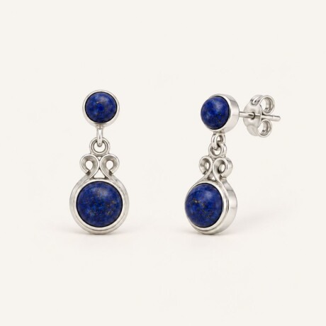 Caravanas Dos Piedras Lapislazuli - Plata 925 Caravanas Dos Piedras Lapislazuli - Plata 925