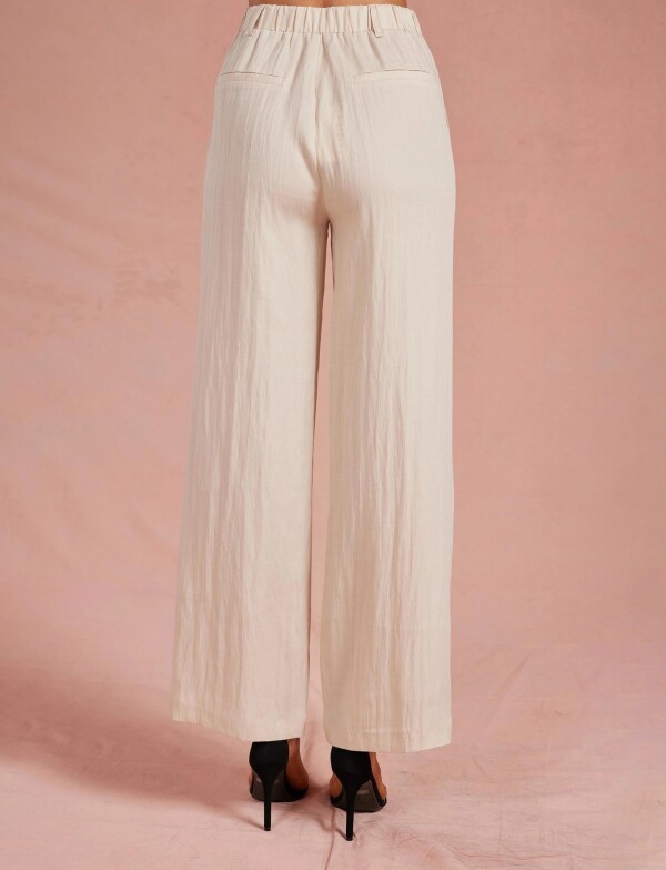 Pantalón Tiro Alto Con Alforzas BEIGE