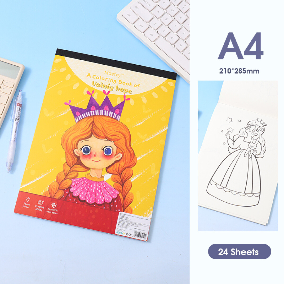 Cuaderno Para Colorear - Princesas - A4 - 24 Hojas 