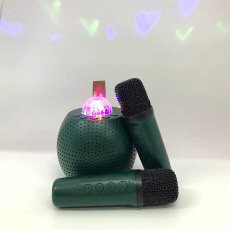 Parlante redondo con luz y dos micrófonos Verde