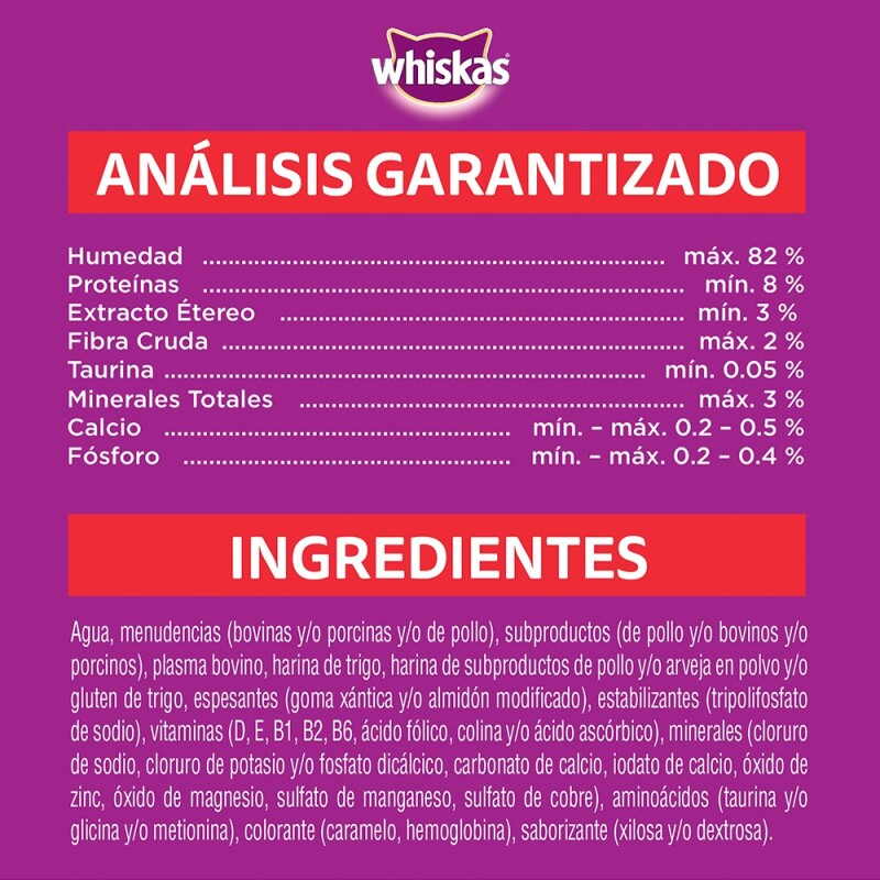 WHISKAS EN SALSA DE CARNE ALIMENTO HUMEDO 85 GR