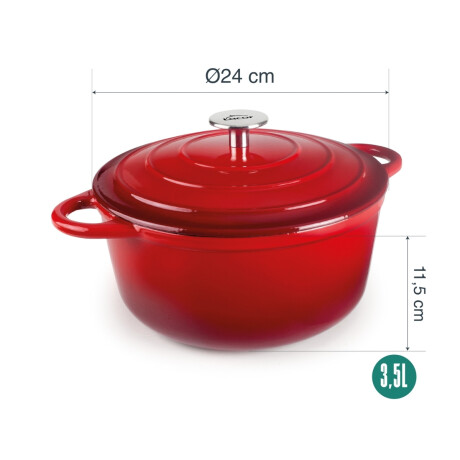 Cacerola Redonda 3.5 Litros Hierro Fundido 24 cm Roja Lacor Cacerola Redonda 3.5 Litros Hierro Fundido 24 cm Roja Lacor