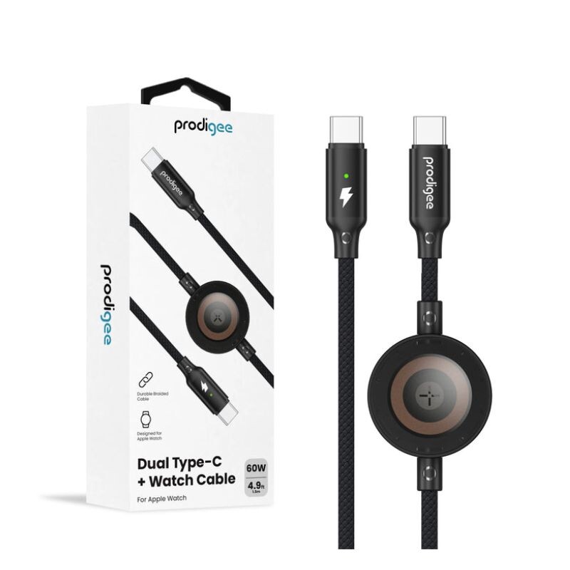 Cable Prodigee Dual Type-c + Apple Watch Cable 60W Cable Prodigee Dual Type-c + Apple Watch Cable 60W