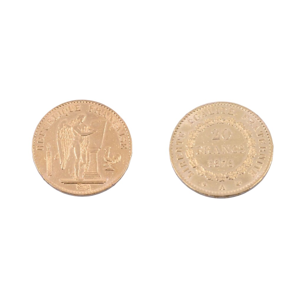 Moneda de oro República de Francia 20 francos año 1878. Moneda de oro República de Francia 20 francos año 1878.