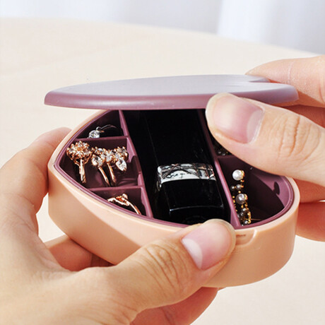 Joyero con espejo en forma de corazon - 10x9x3cm Violeta