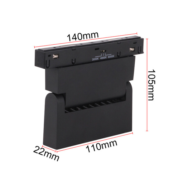 Spot Led rect p/riel magnet. 6W 420lm 3tonos 24° ZU0550