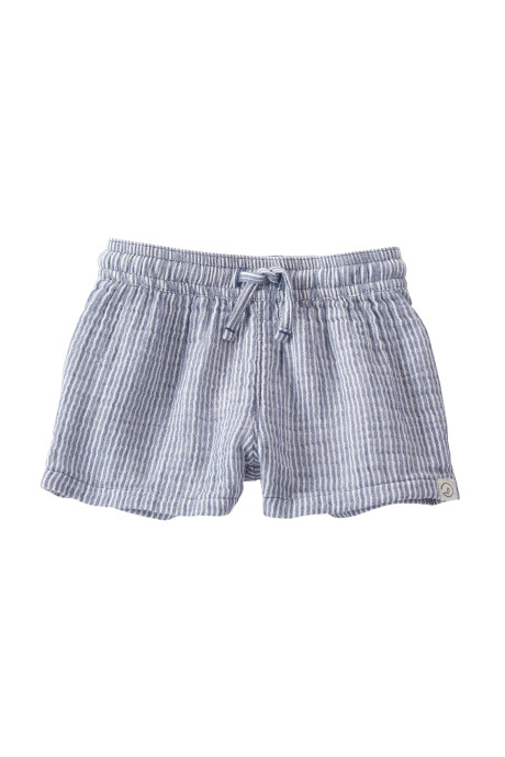 Set dos piezas de gasa de algodón orgánico, short y camisa, diseño a rayas azules Sin color