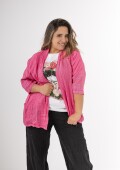 Kimono abierto 100% lino Made in Italy rosado