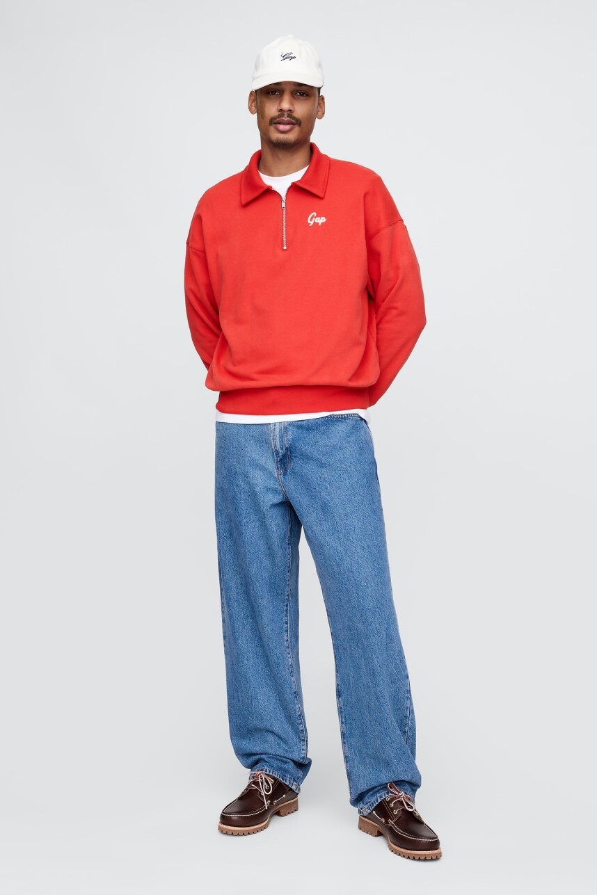 Buzo Tipo Polo Medio Cierre Logo Gap Hombre Tomato Sauce