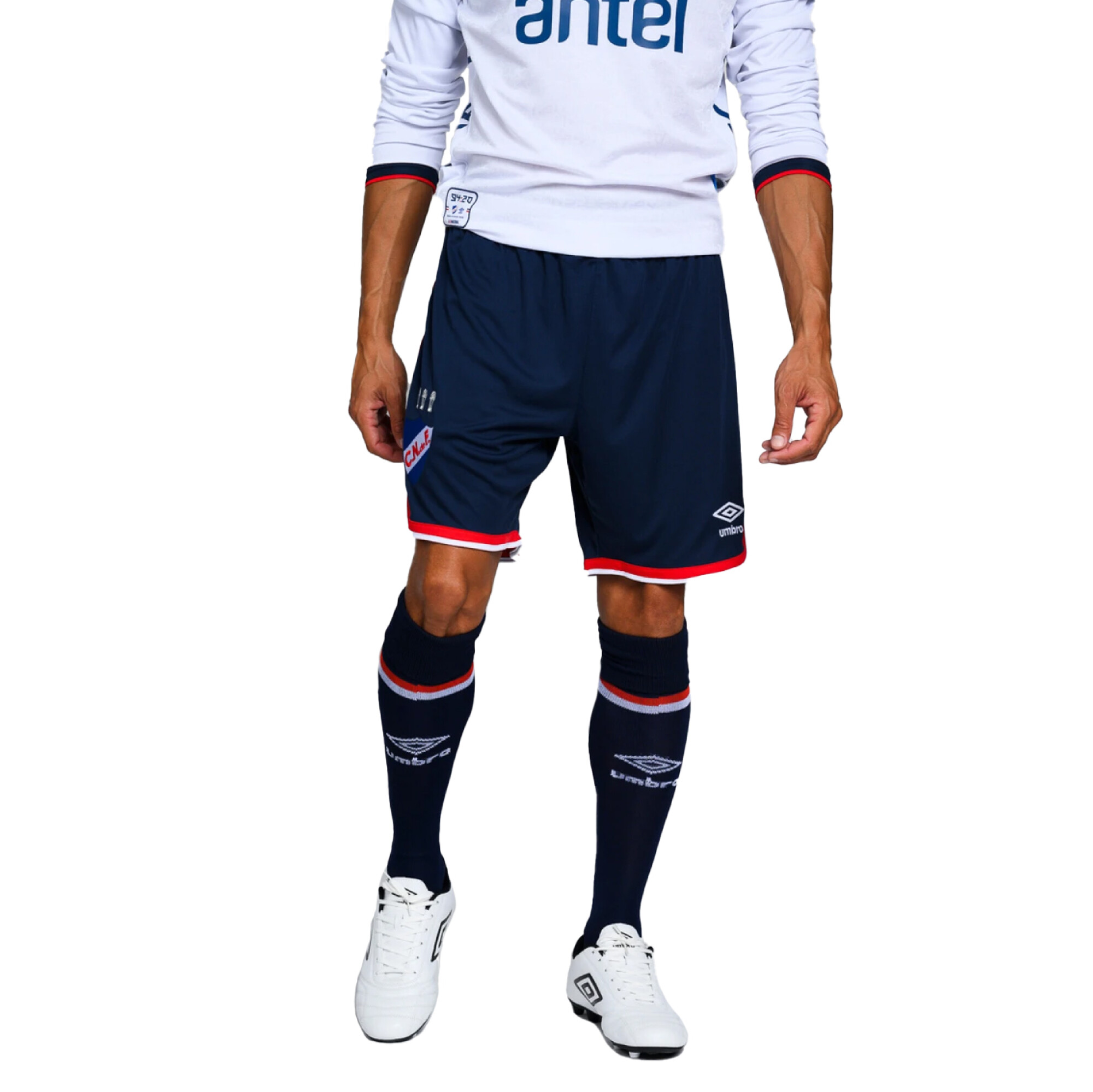 Short De Hombre Umbro Nacional Loged Azul Marino Rojo Blanco