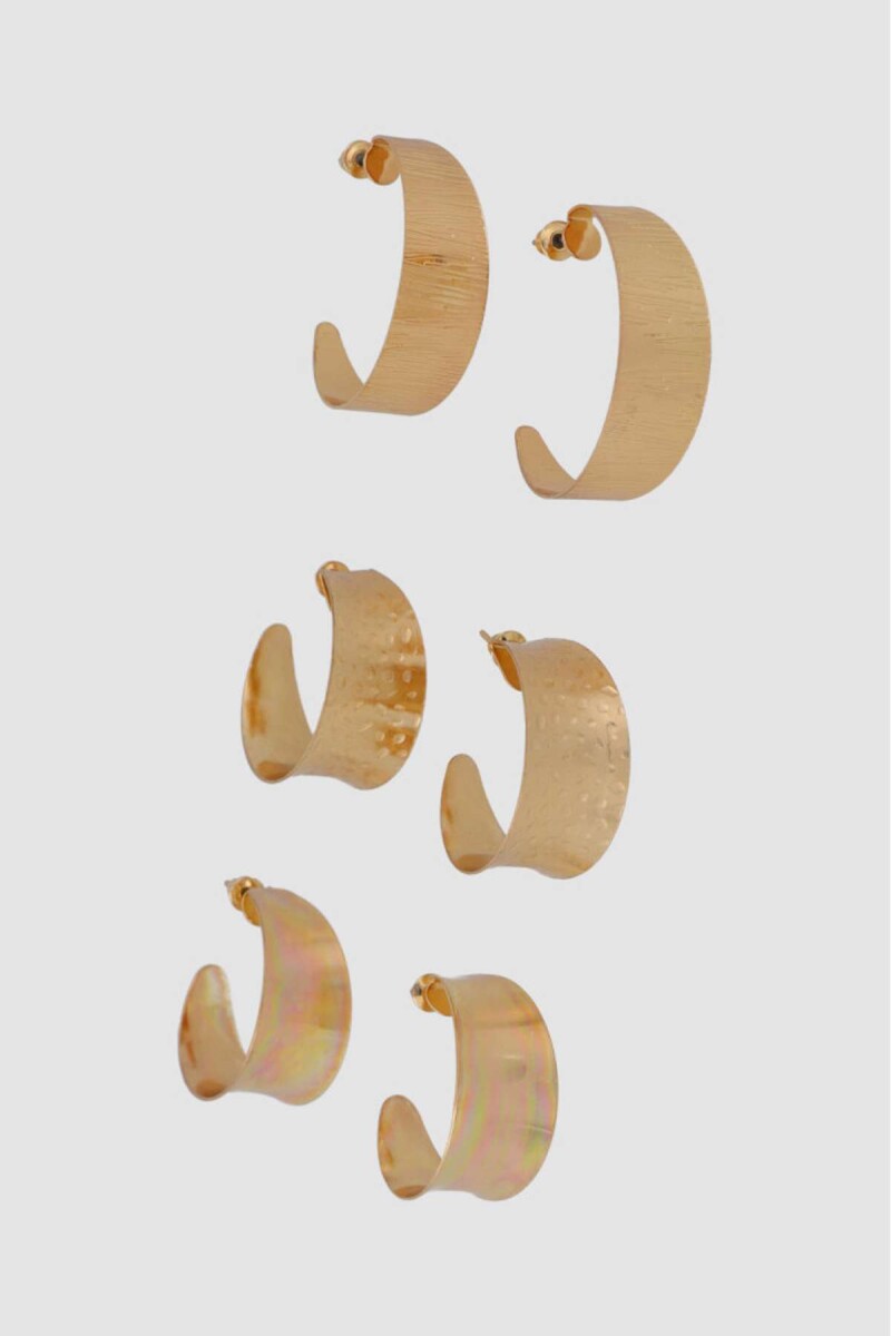 Set x3 aros textura - Oro fuerte 