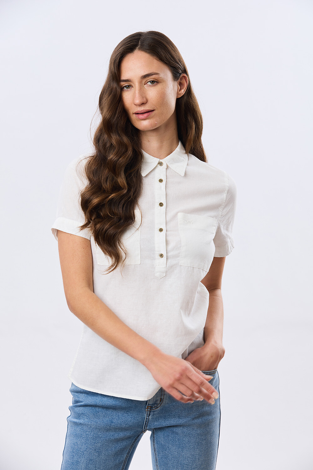 CAMISA LISA DE LINO Blanco