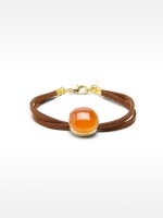 Pulsera De Piel Con Piedra rojo