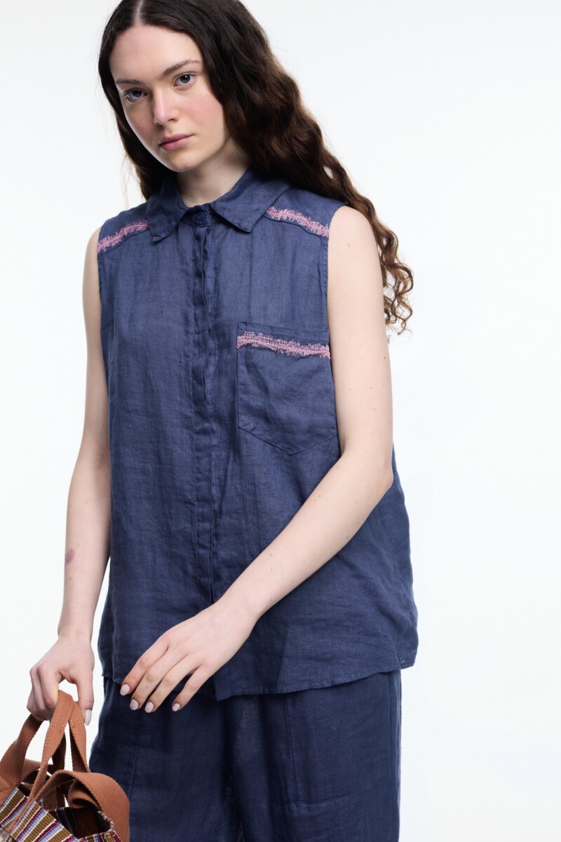 CAMISA SIN MANGAS Azul