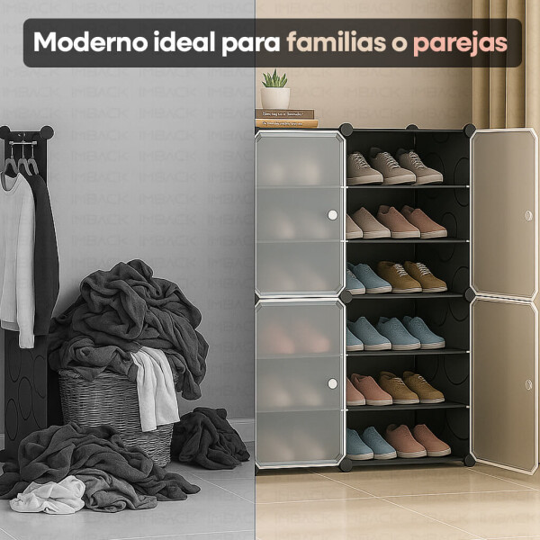 Armario Organizador de Zapatos IMBACK IBK-PLC003 | 6 Puertas, Modular, Resistente y Gran Capacidad Negro Armario Organizador de Zapatos IMBACK IBK-PLC003 | 6 Puertas, Modular, Resistente y Gran Capacidad Negro