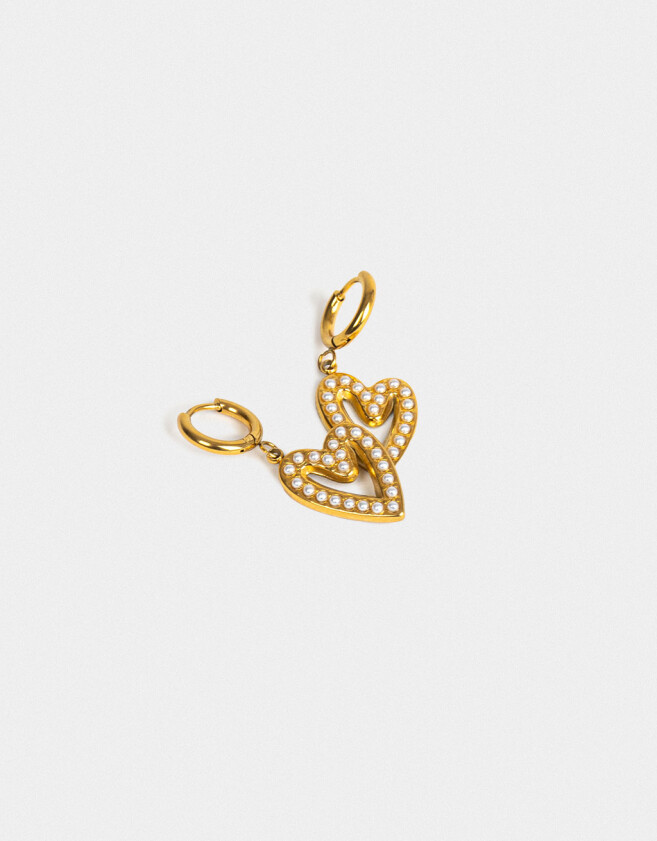 Aros Argollas Acero quirúrgico Aros Argolla Corazón Acero - Dorado