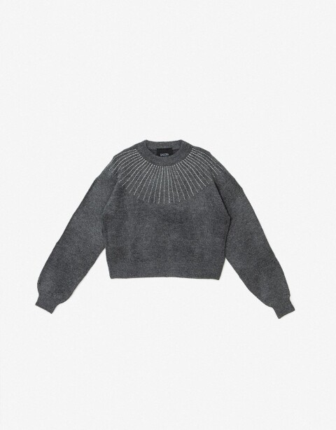 Knitwear Sweaters Sweater Tejido Con Hotfixs - Gris Medio