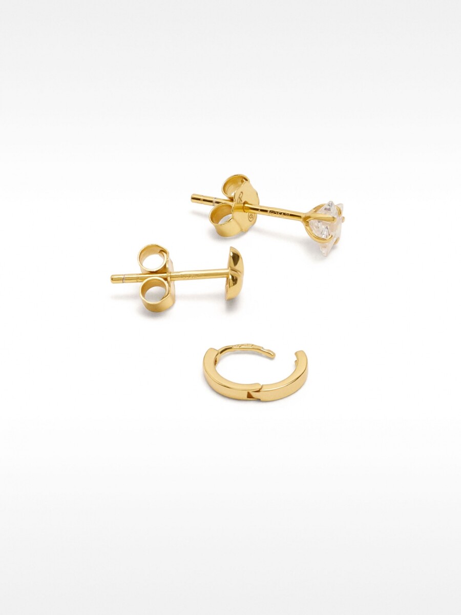 Set De Pendientes Con Circonitas - Plata De Ley 925 dorado