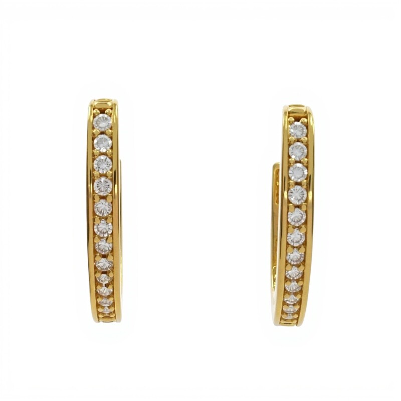 Caravanas aros curvos de zirconia y oro- Oro bajo - Zirconia- CA8157 conpiedra