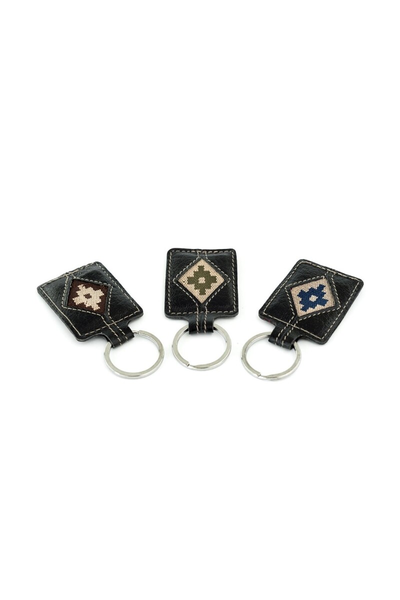 llavero de cuero rectangular Negro