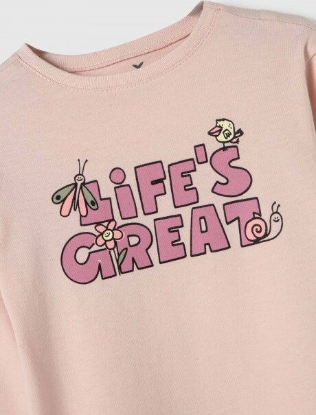 CAMISETA INFANTIL CON ESTAMPA ROSA