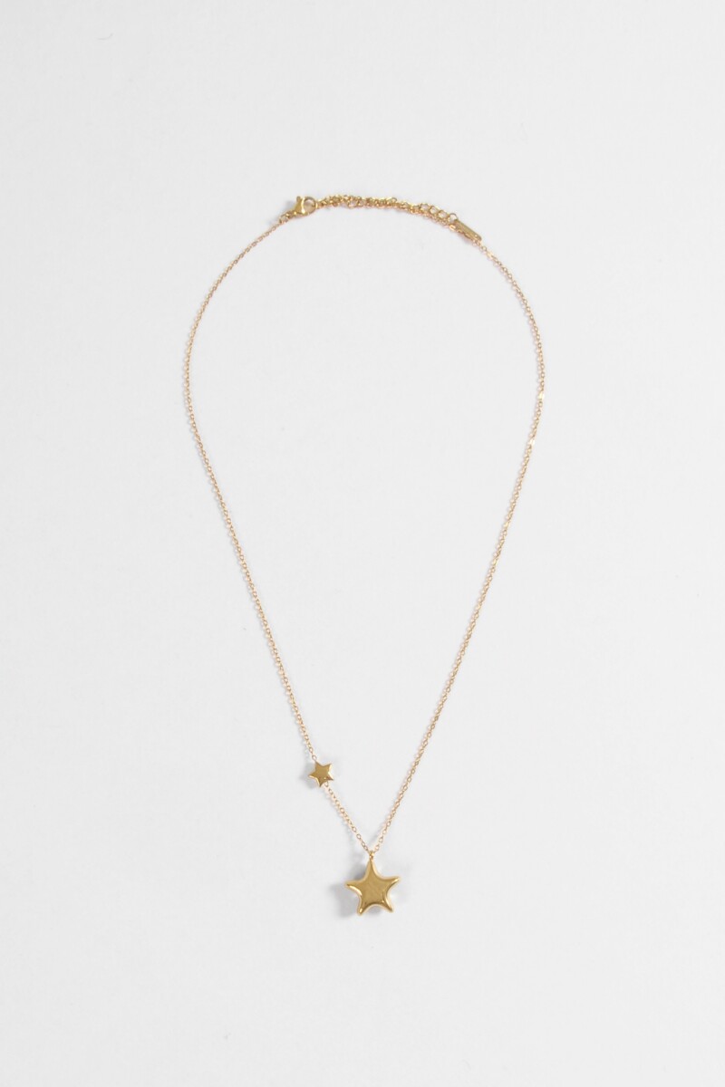 Collar acero star dorado
