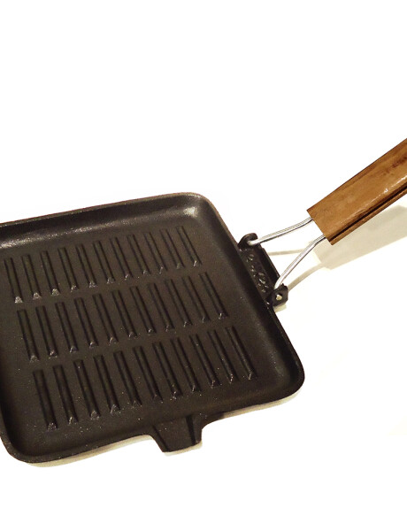 PLANCHA GRILL CUADRADA C/ MANGO MADERA HIERRO. 24x24CM PLANCHA GRILL CUADRADA C/ MANGO MADERA HIERRO. 24x24CM