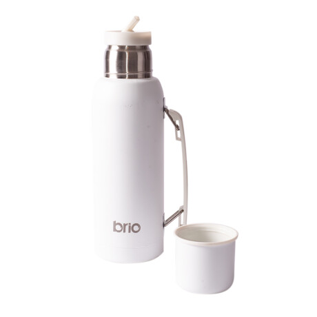 Termo Brio 1 Litro Acero Inox con Pico Cebador BLANCO