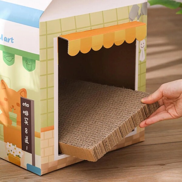 Casa Para Gato x2 Rascador Interno Carton Caja Mascota Cucha Casa Para Gato x2 Rascador Interno Carton Caja Mascota Cucha
