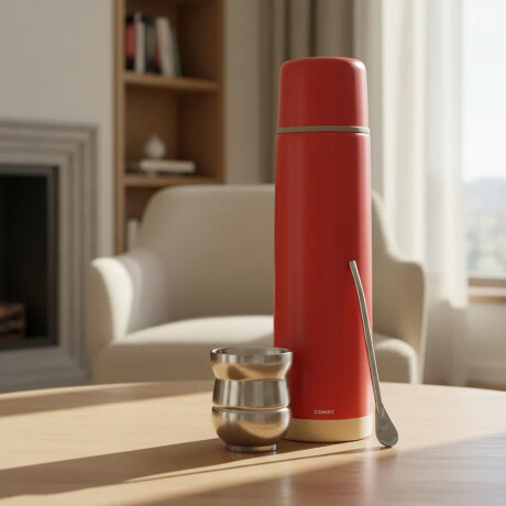 Set Termo Bala 750ml +mate 140ml +bombilla regalo Comet Rojo