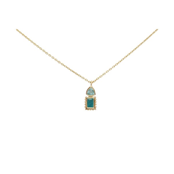 Conjunto Masakali-Plata rodinada 925 micra oro 18k-Piedra Topacio azul y Jade verde-CJ2019 conpiedra