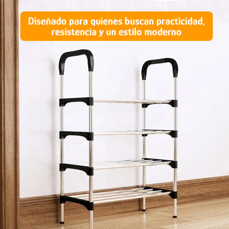 Organizador Zapatero Acero Multiuso 4 Niveles Liviano Plata/negro