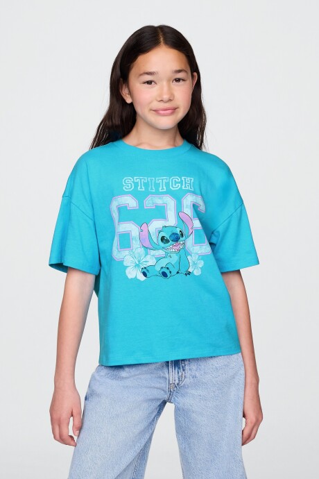 Remera Gráfico Niña True Cyan Blue 663
