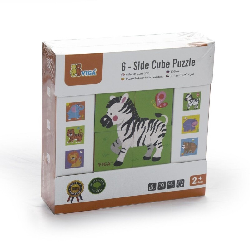 Rompecabezas de cubo de 6 caras (4 piezas) - Animal salvaje Rompecabezas de cubo de 6 caras (4 piezas) - Animal salvaje