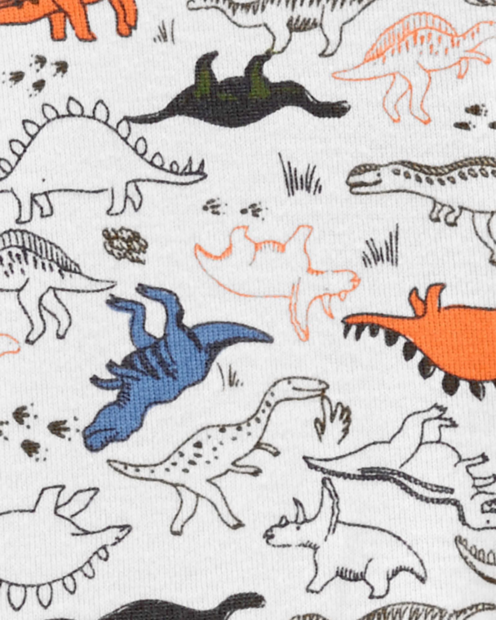 Pijama de algodón con pies y doble cierre diseño dinosaurios Sin color