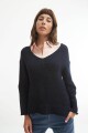 Sweater escote V azul marino