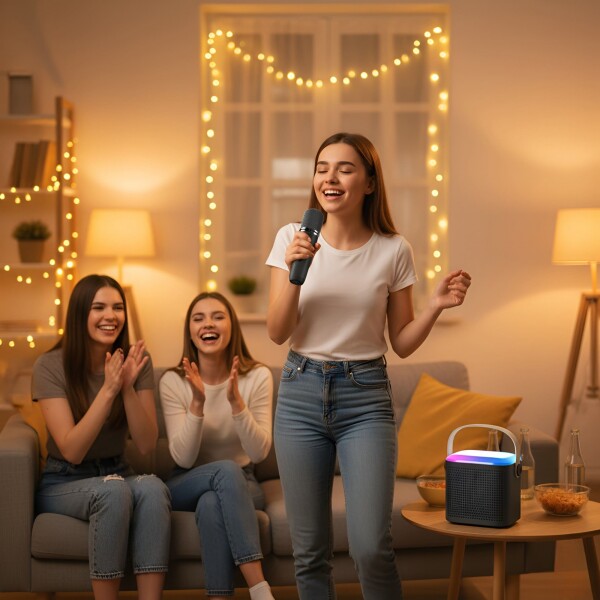 Microfono Karaoke Musical Parlante Inalambrico Infantil Color Negro