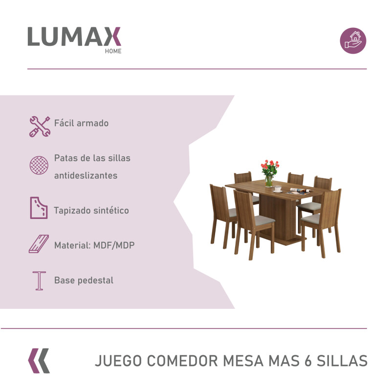 Juego de comedor con tablero de madera y 6 sillas sintéticas rústicas Juego de comedor con tablero de madera y 6 sillas sintéticas rústicas