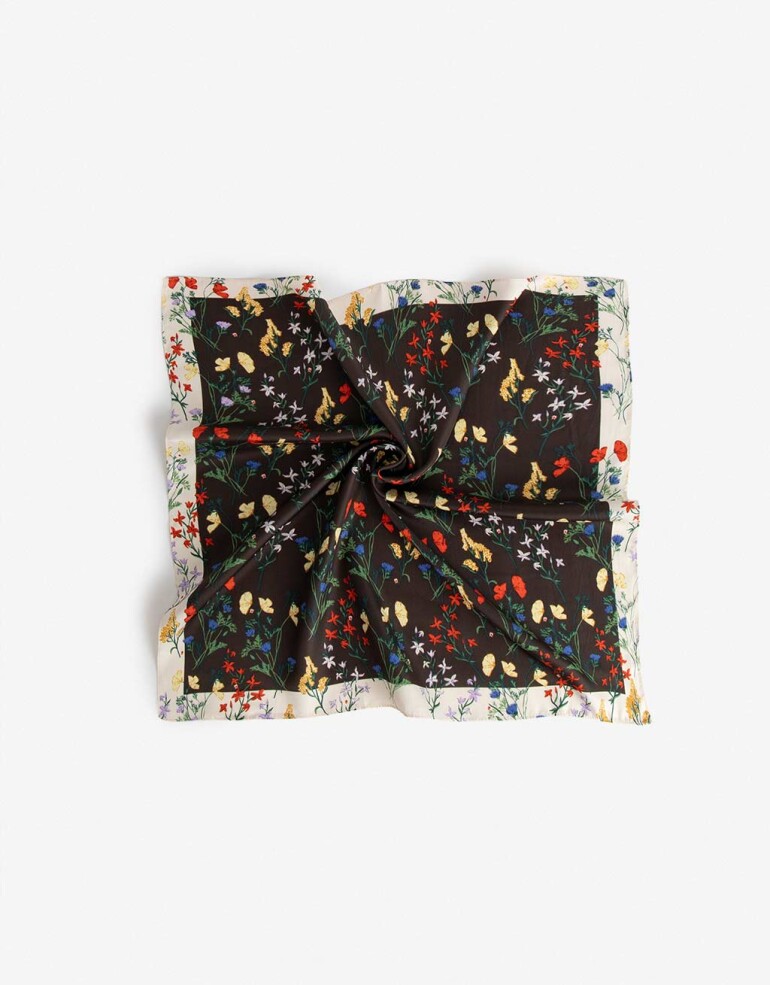Pañuelos Raso Flores Pañuelo De Material Reciclado Estampa De Flores Silvestres - Combinacion Multicolor