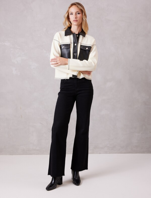 Chaqueta Combinada Eco Cuero CRUDO