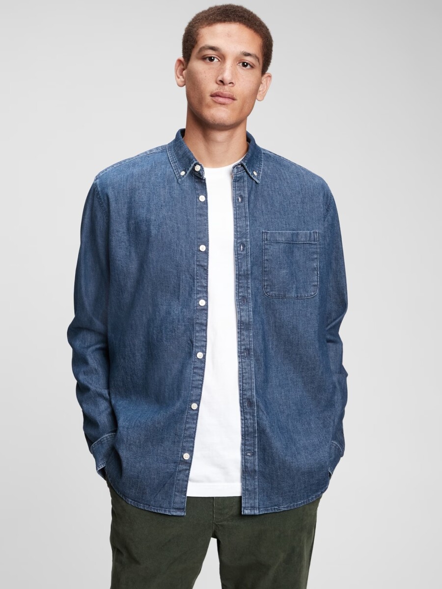 Camisa De Jean Hombre - Medium Indigo 