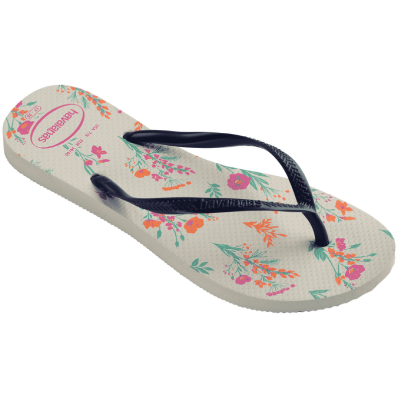 Sandalia de Mujer Havaianas Slim Romance Blanco - Azul Marino