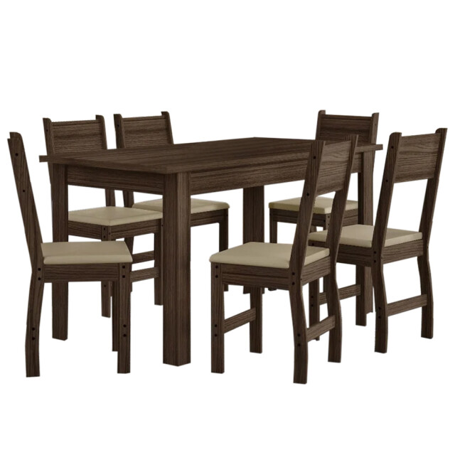 JUEGO DE COMEDOR MESA Y 6 SILLAS CON ASIENTO TAPIZADO JUEGO DE COMEDOR MESA Y 6 SILLAS CON ASIENTO TAPIZADO