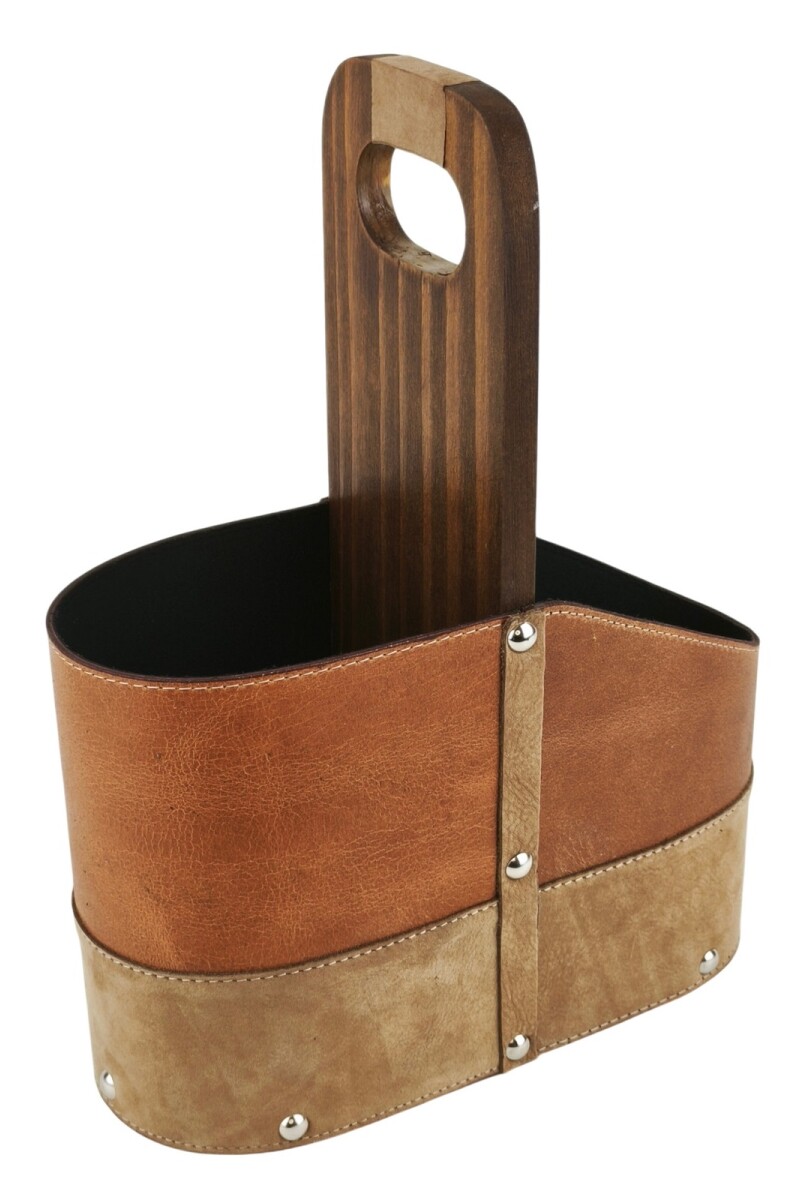 Matera de Cuero Vacuno Legítimo con Estructura Integral de Madera Marrón claro