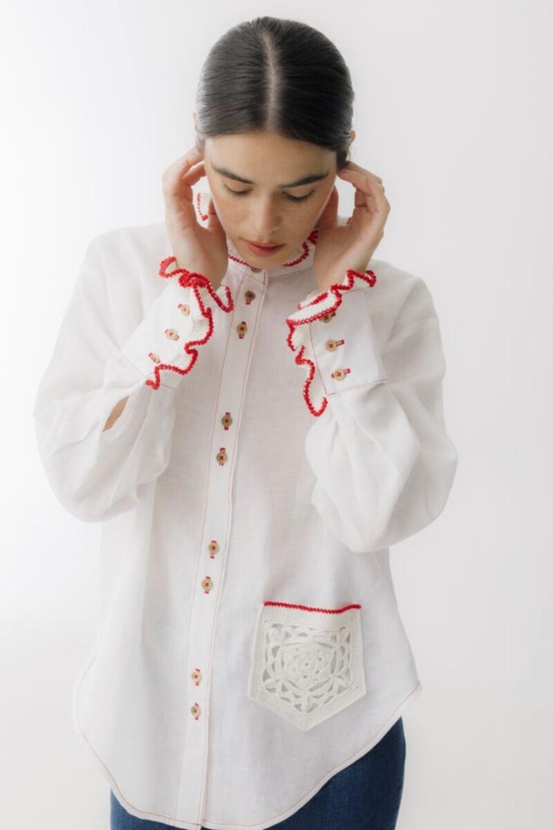 PRE VENTA Camisa Ota Linen Crochet Blanco