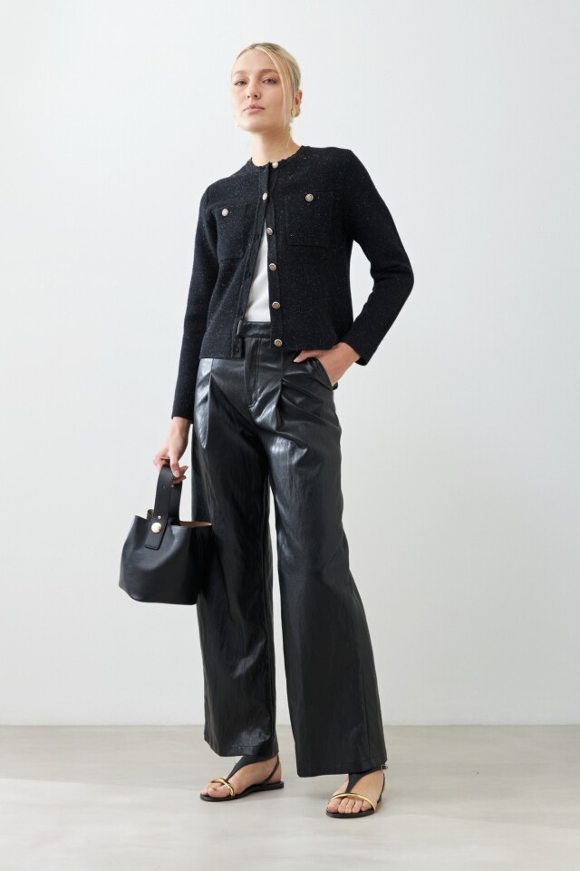 Chaqueta tejida con bolsillos negro