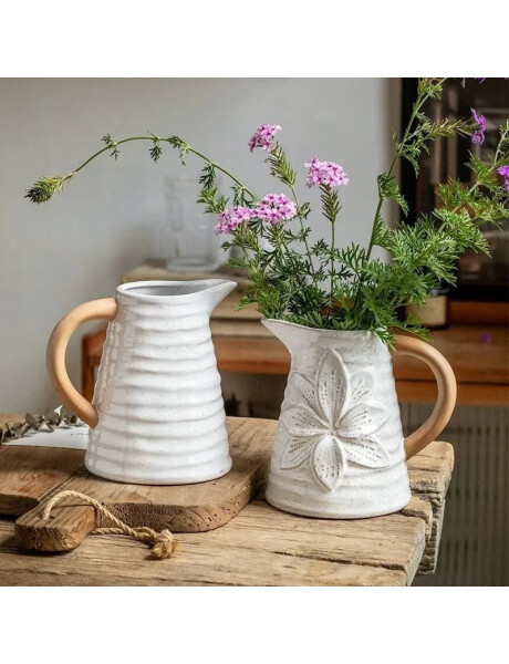 FLORERO DE FLOR 15.5x12x15CM CERAM BLANCO/NATURAL FLORERO DE FLOR 15.5x12x15CM CERAM BLANCO/NATURAL