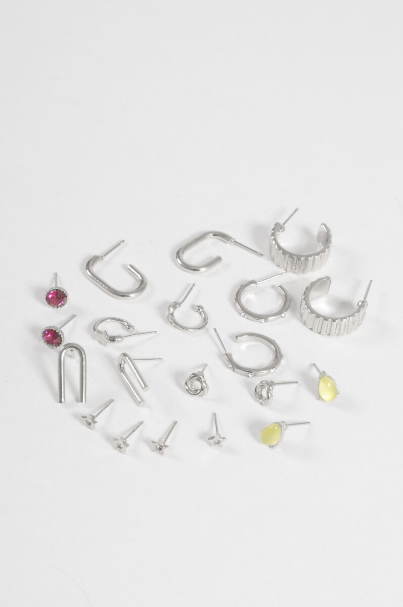 Set de 10 pins variados - plateado 