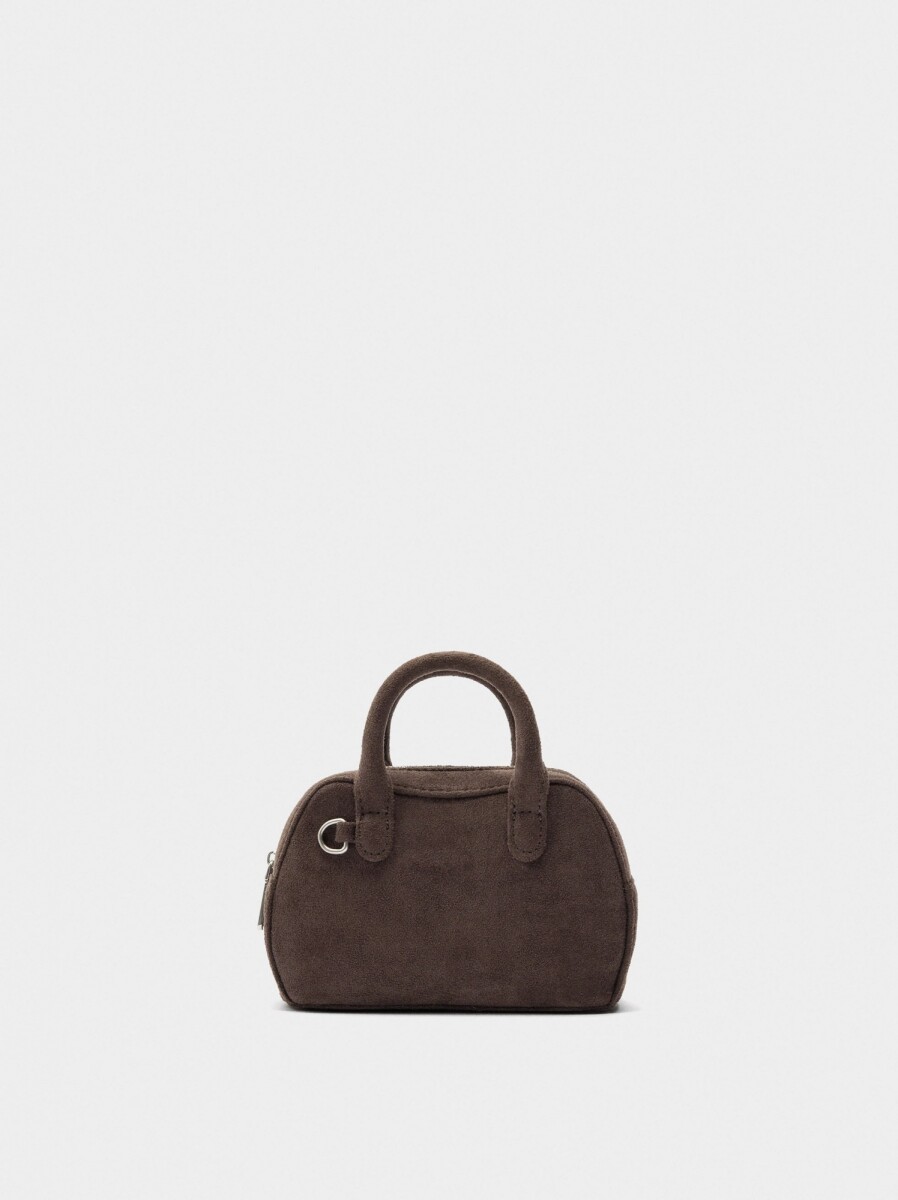 Mini Bolso De Mano Con Efecto Piel - marron 