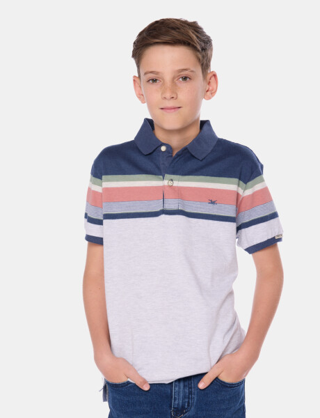 REMERA POLO RAYADA Gris